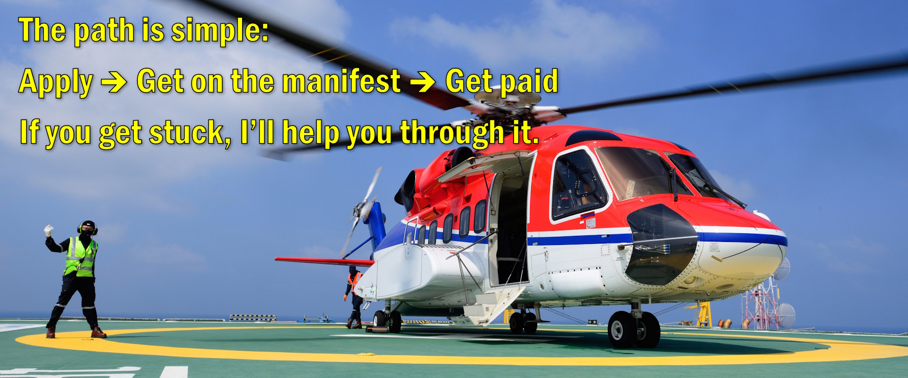 Offshore helicopter landing on an oil and gas platform helideck as part of routine crew change operations